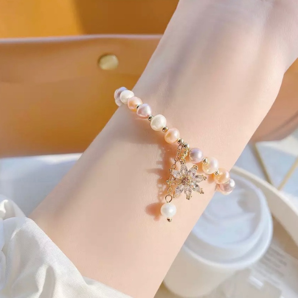 Chic Adjustable Faux Freshwater Pearl Zircon Bracelet Accessory Jewelry